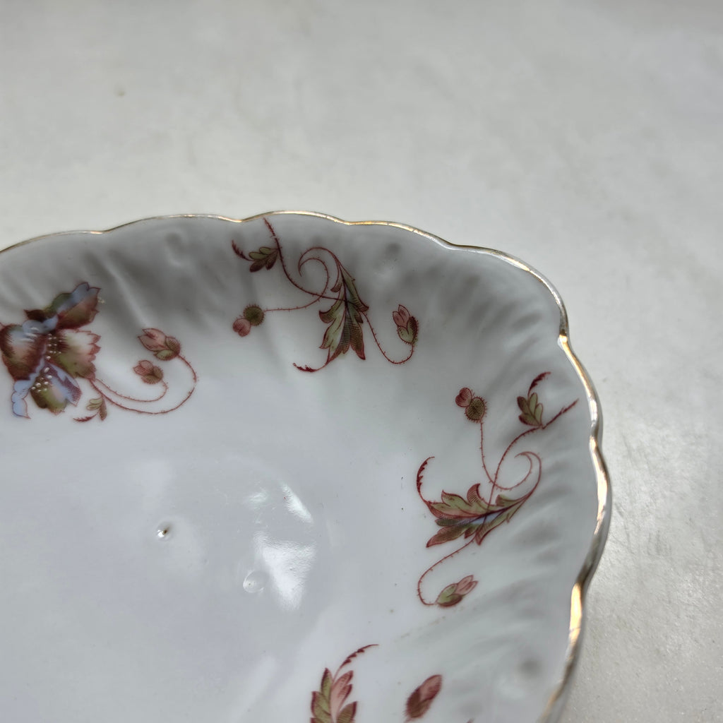 Antike Porzellan-Anbietschale mit floralem Dekor & Goldrand – Vintage Servierschale - Oval
