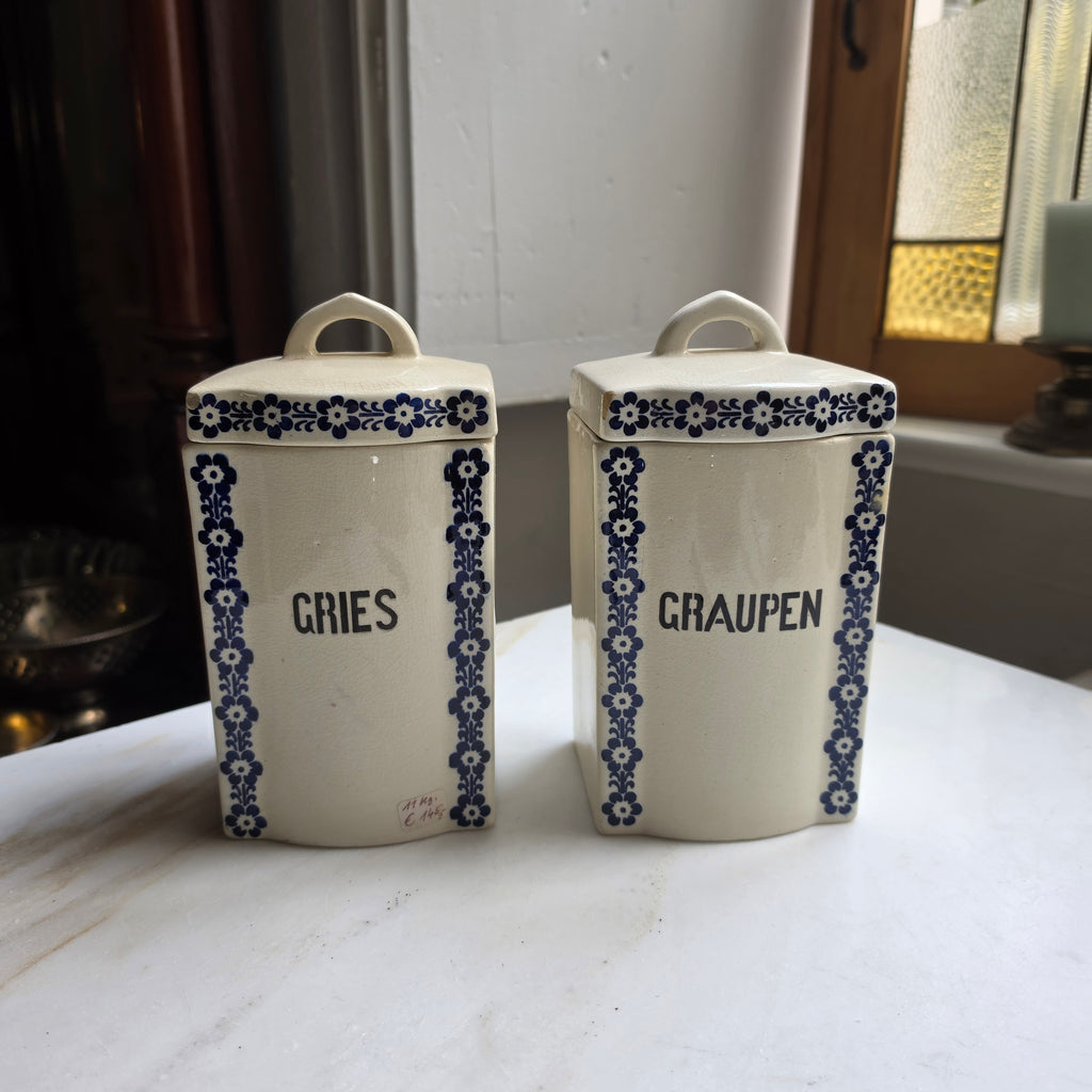 Antike Jugendstil Vorratsdose Keramik "Gries" oder "Graupen" ca. 1925