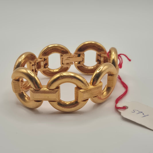 Goldenes Vintage Armband massiv Metall Statement 80er Jahre