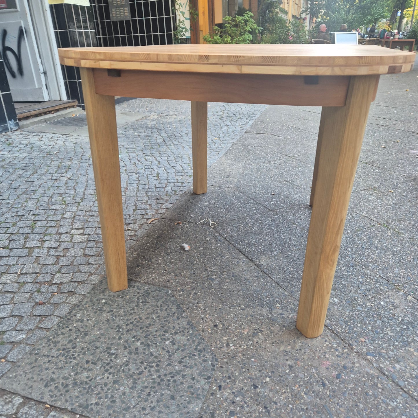 Vintage 70er Jahre Tisch Vollholz oval ausziehbar 170x90cm