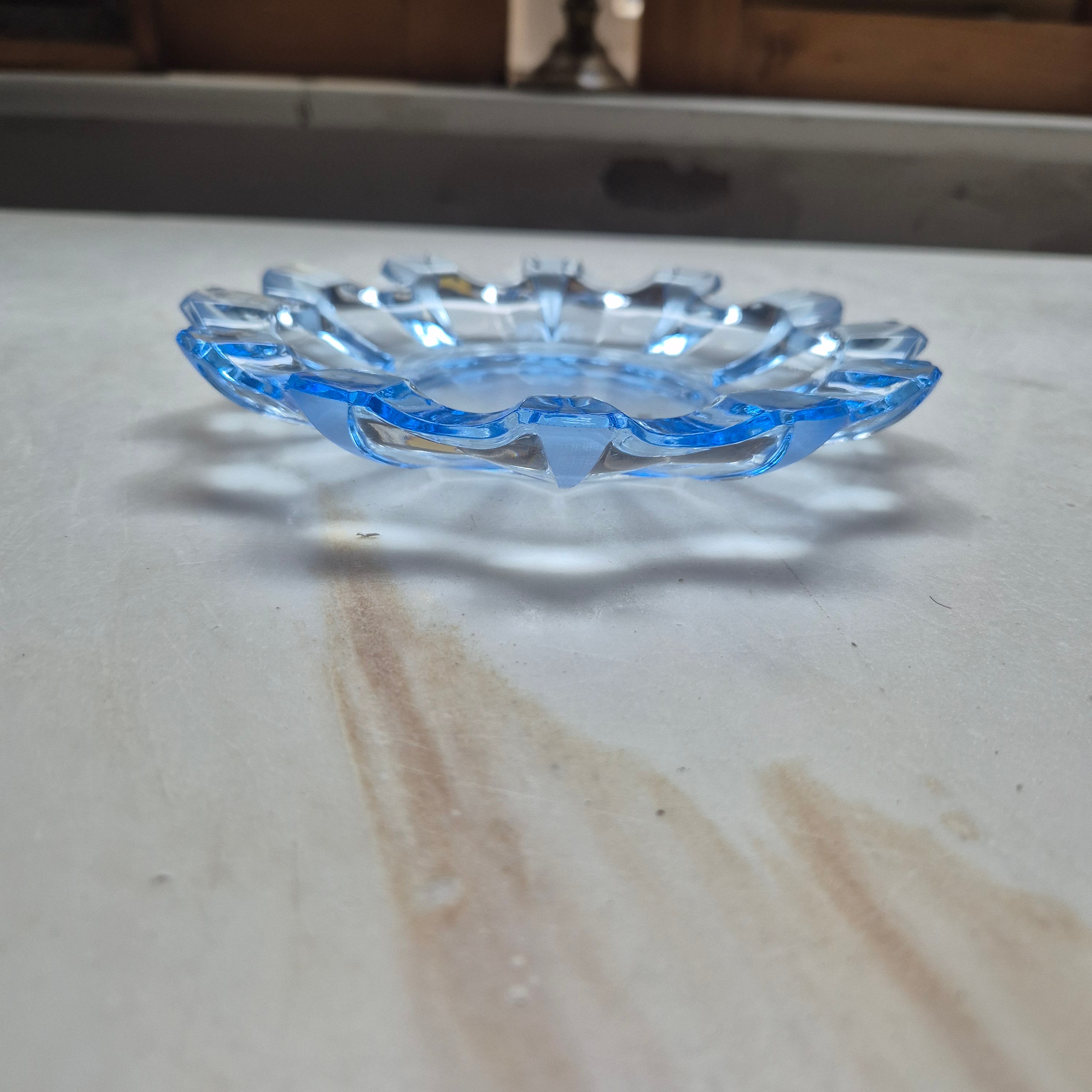 Vintage Teller blau transparent Glasschale