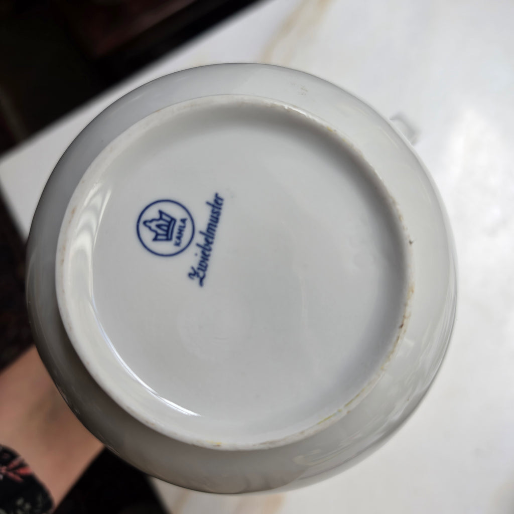 Kahla Zwiebelmuster Kaffeekanne Kanne Tee Vintage blau weiß