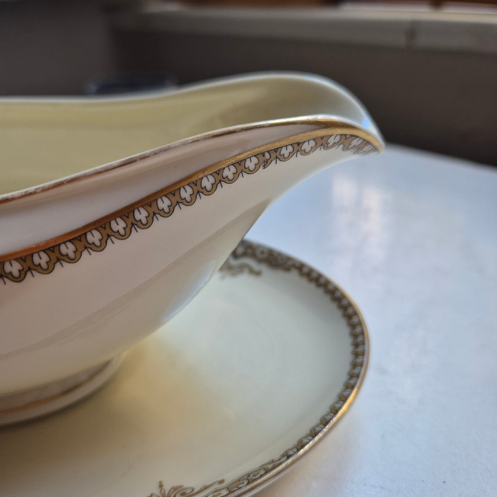 Antike Saucen Sauciere Schüssel Elfenbein Porzellan Goldrand Heinrich H&Co. Selb