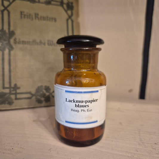 Antikes Apotheker Glas Lackmuspapier blaues - Apotheken Flasche