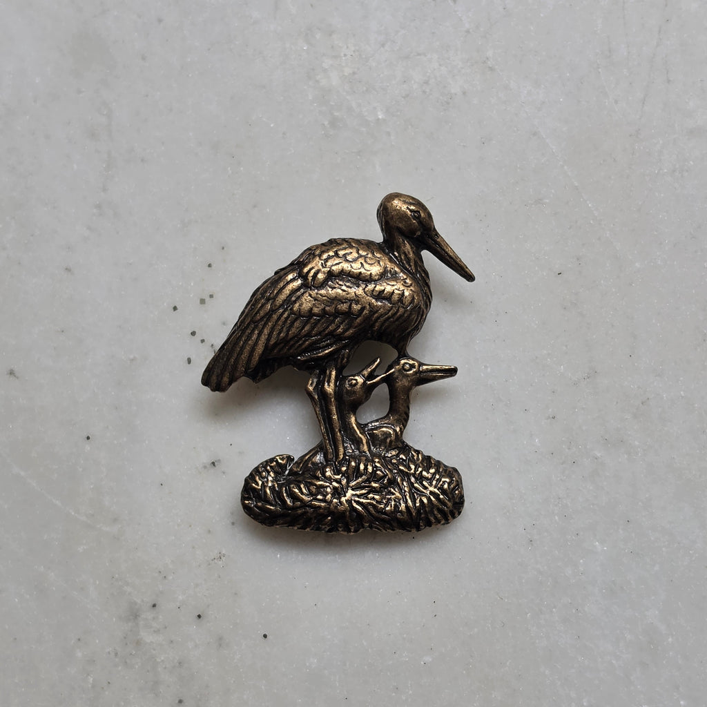 Edle Brosche "Vogelfamilie im Nest" – Vintage Schmuckstück
