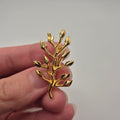 Vintage Brosche Goldfarbend Blatt Blätter Ast