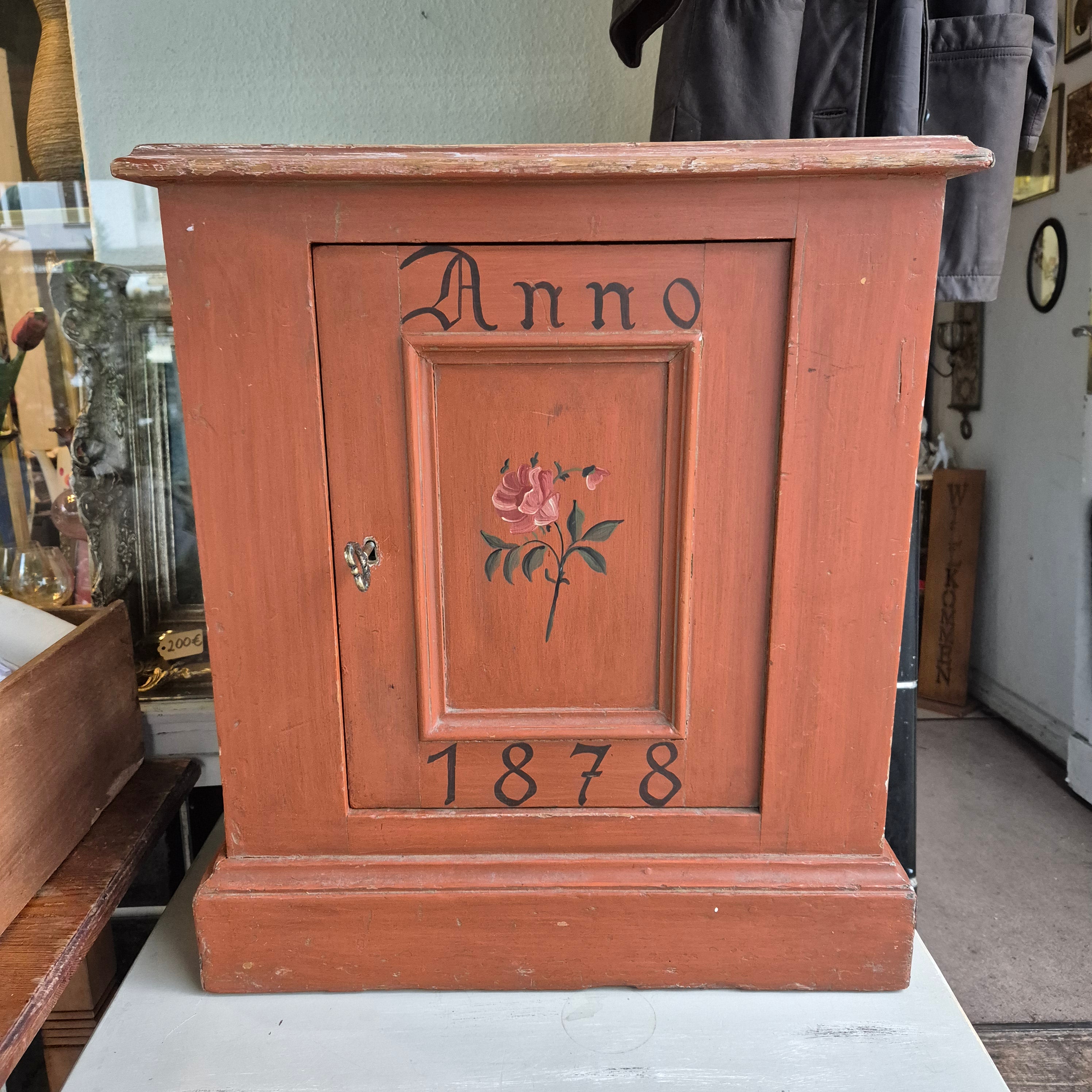Antiker Wandschrank Bauernschrank Anno 1878 Blumen Handbemalt rustikal Landhaus