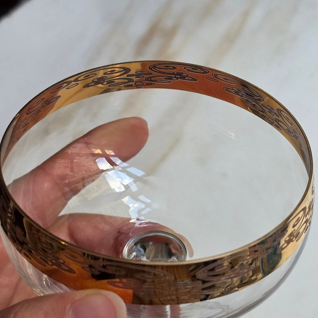 4er-Set Vintage Sektschalen – Edler Golddekor & Filigranes Muster – Perfekt für Champagner & Cocktails