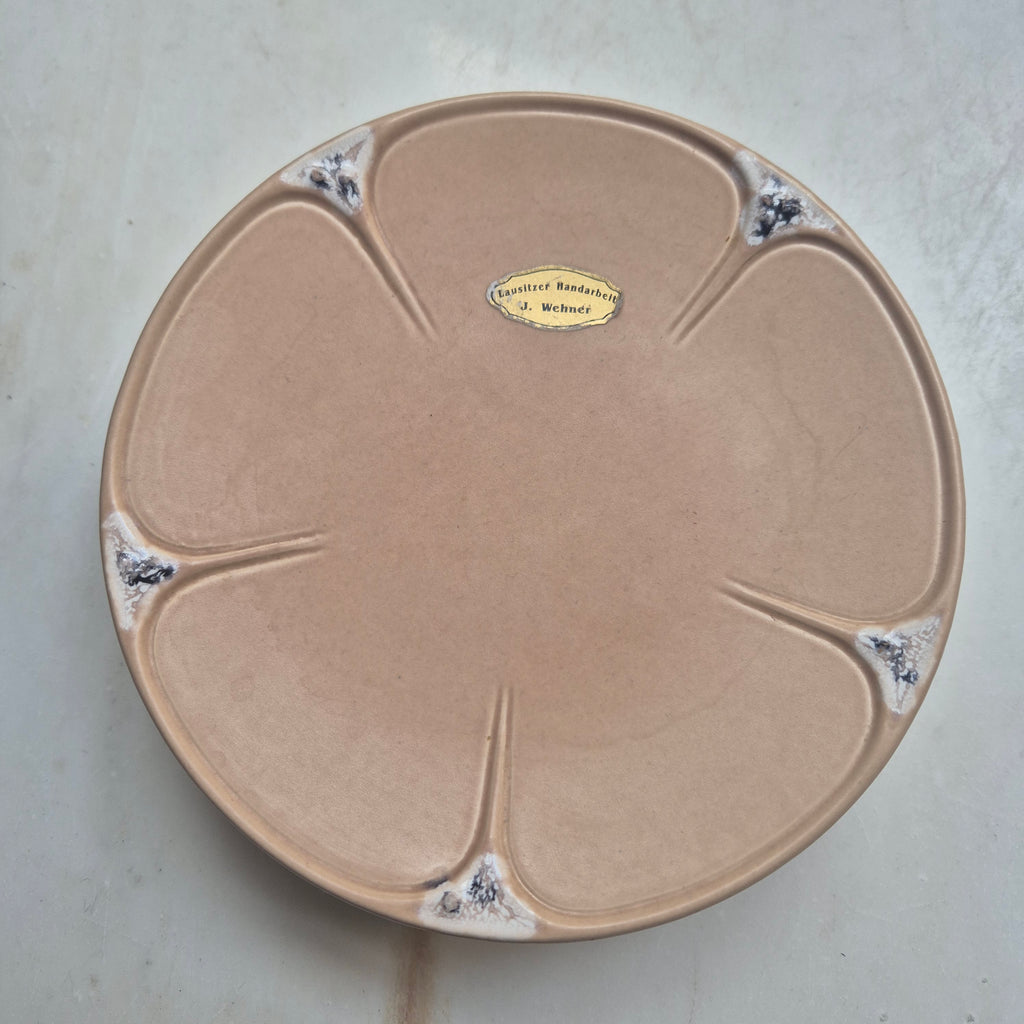 Vintage Keramik Etagere / Gebäckständer Lausitzer Handarbeit J.Wehner lachsfarbend