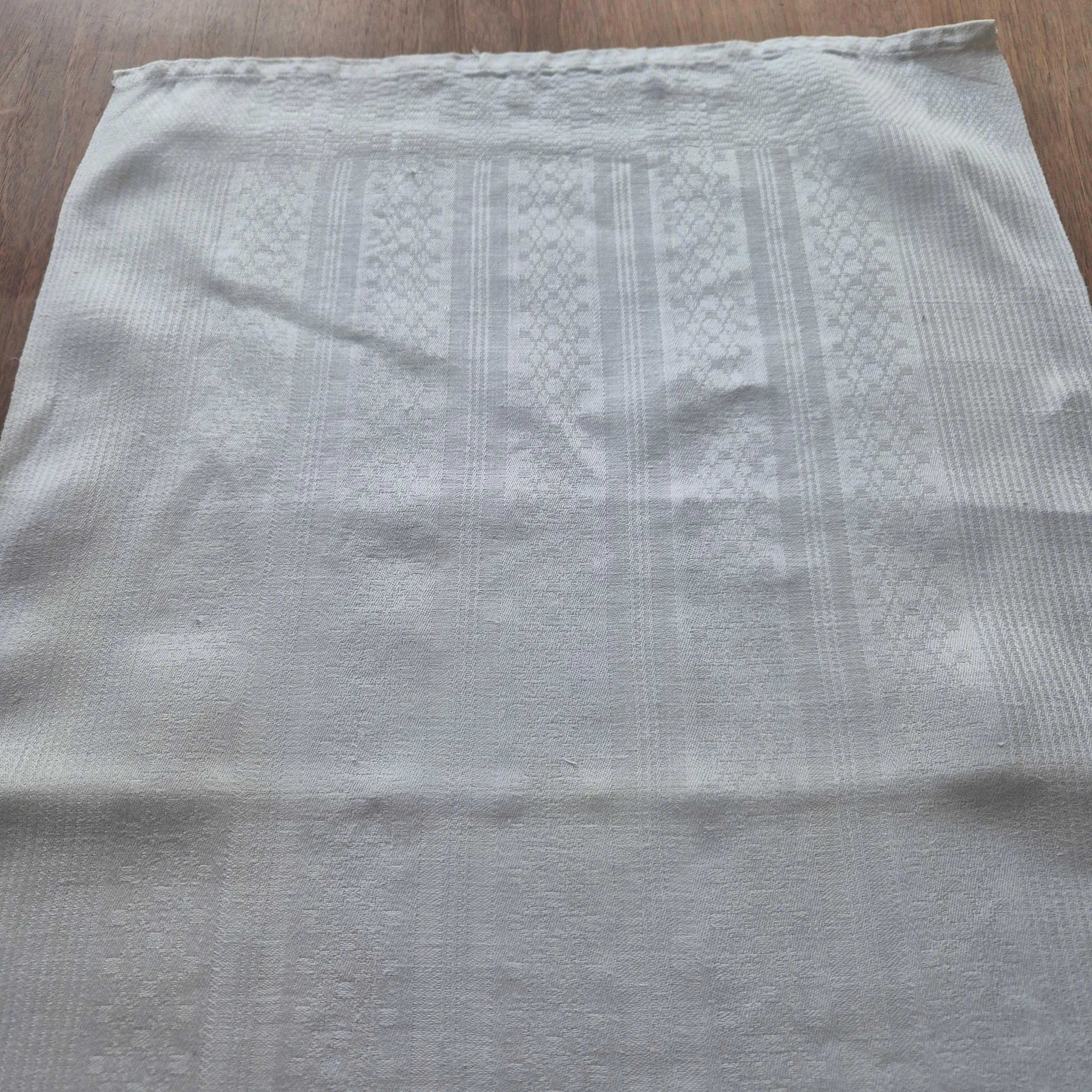 Antikes Jugendstil Küchen- & Geschirrtuch weiß Leinen Baumwolle 44x148cm Monogramm D.N. ♡