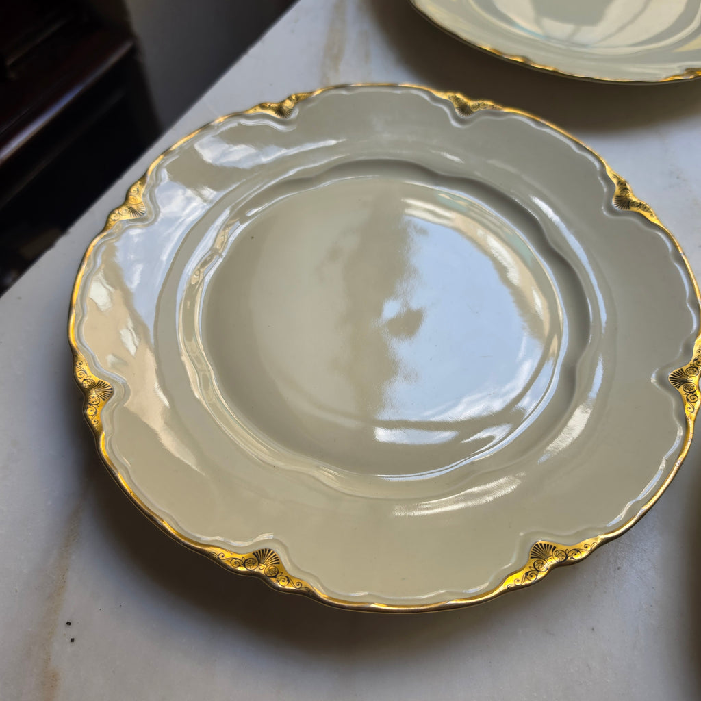 Antike Schönwald Porzellan-Essteller mit Goldrand & Muschelrelief (9er-Set) – Elfenbein/Creme (Kopie)