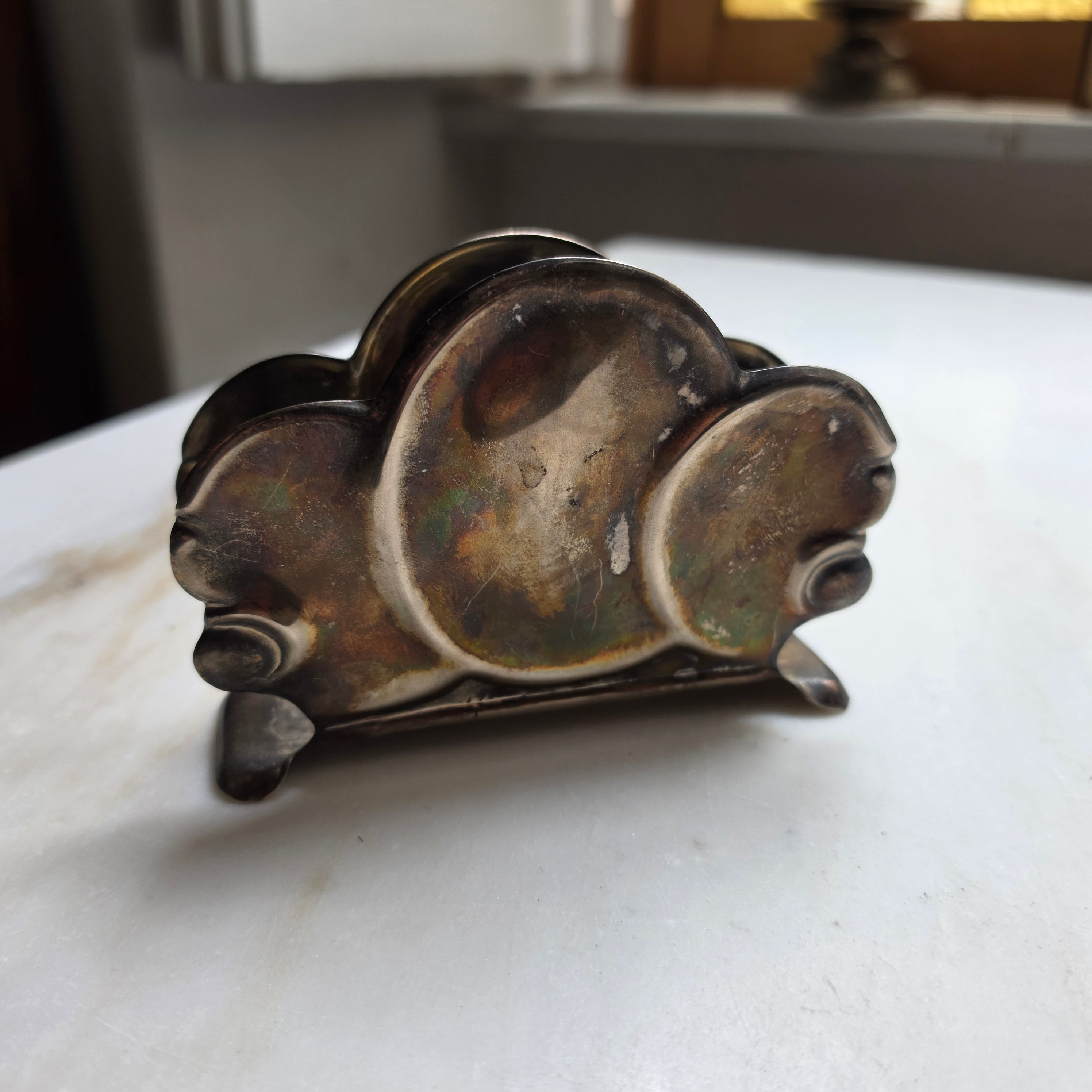 Antiker Chippendale 30er Jahre Serviettenhalter versilbert zum Aufpolieren!