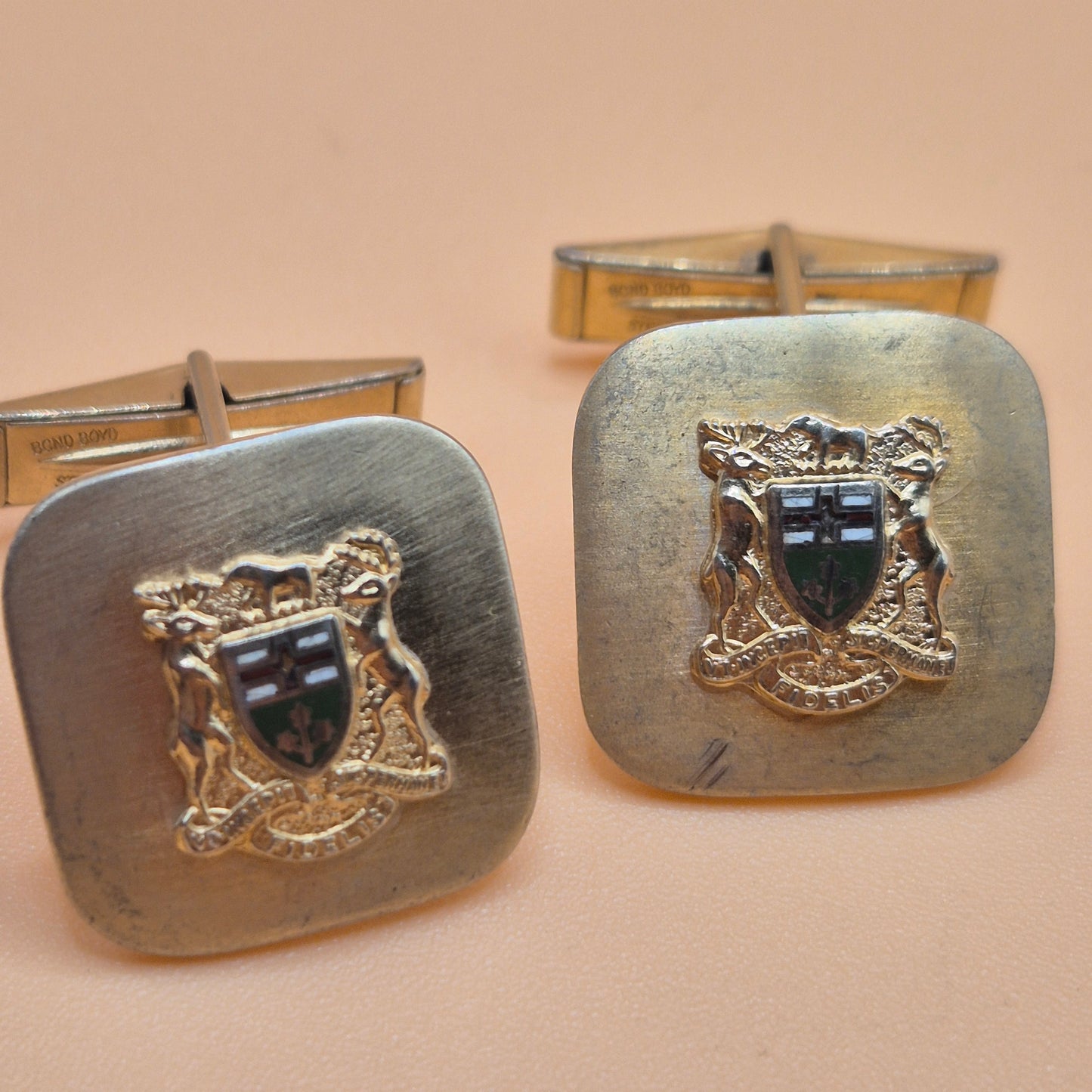 Antike Vintage Manschettenknöpfe Sterling Silber mit Wappen "Preußen" goldfarbend