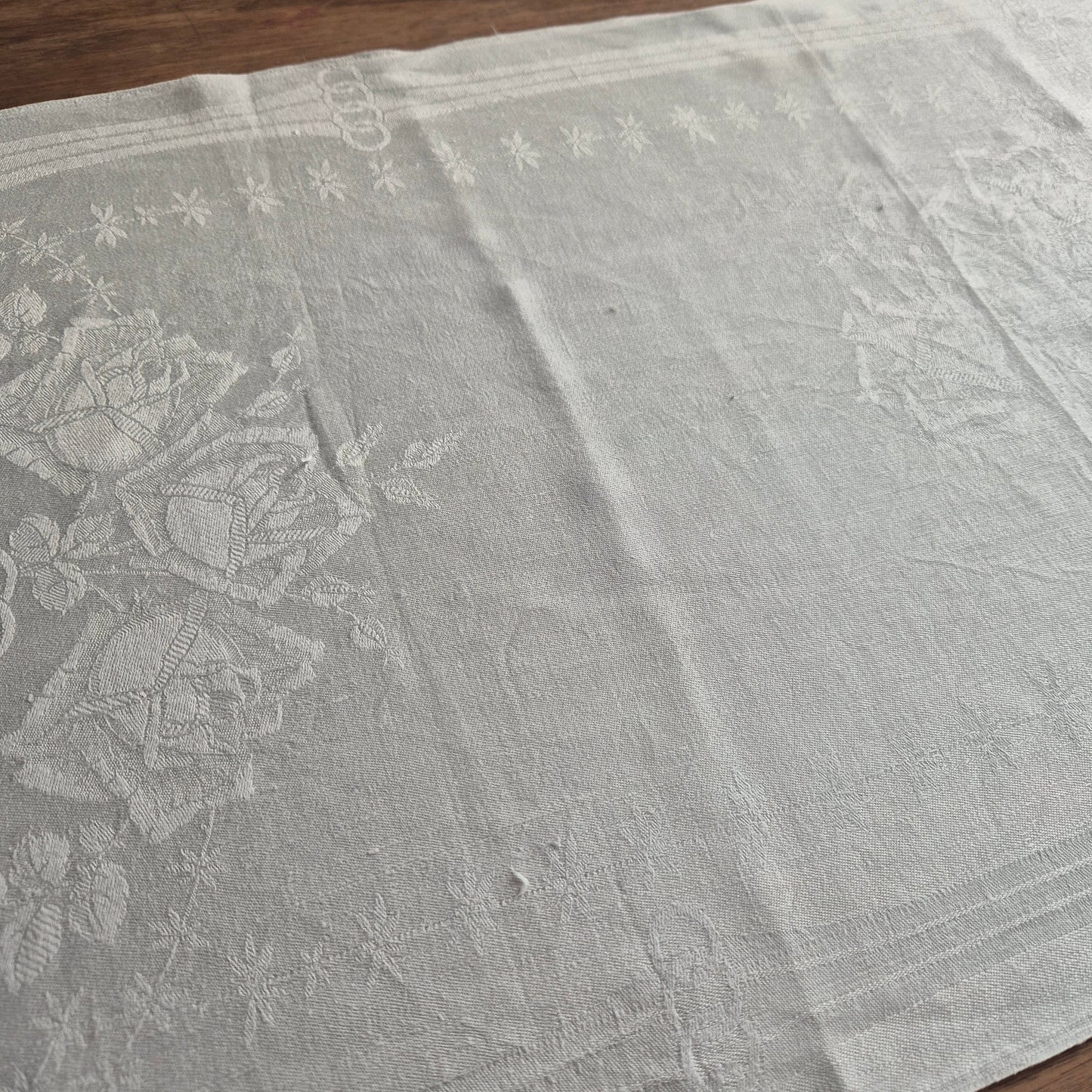 Antikes Jugendstil Küchen-&Geschirrtuch Damast Baumwolle Monogramm M.J. Rosen