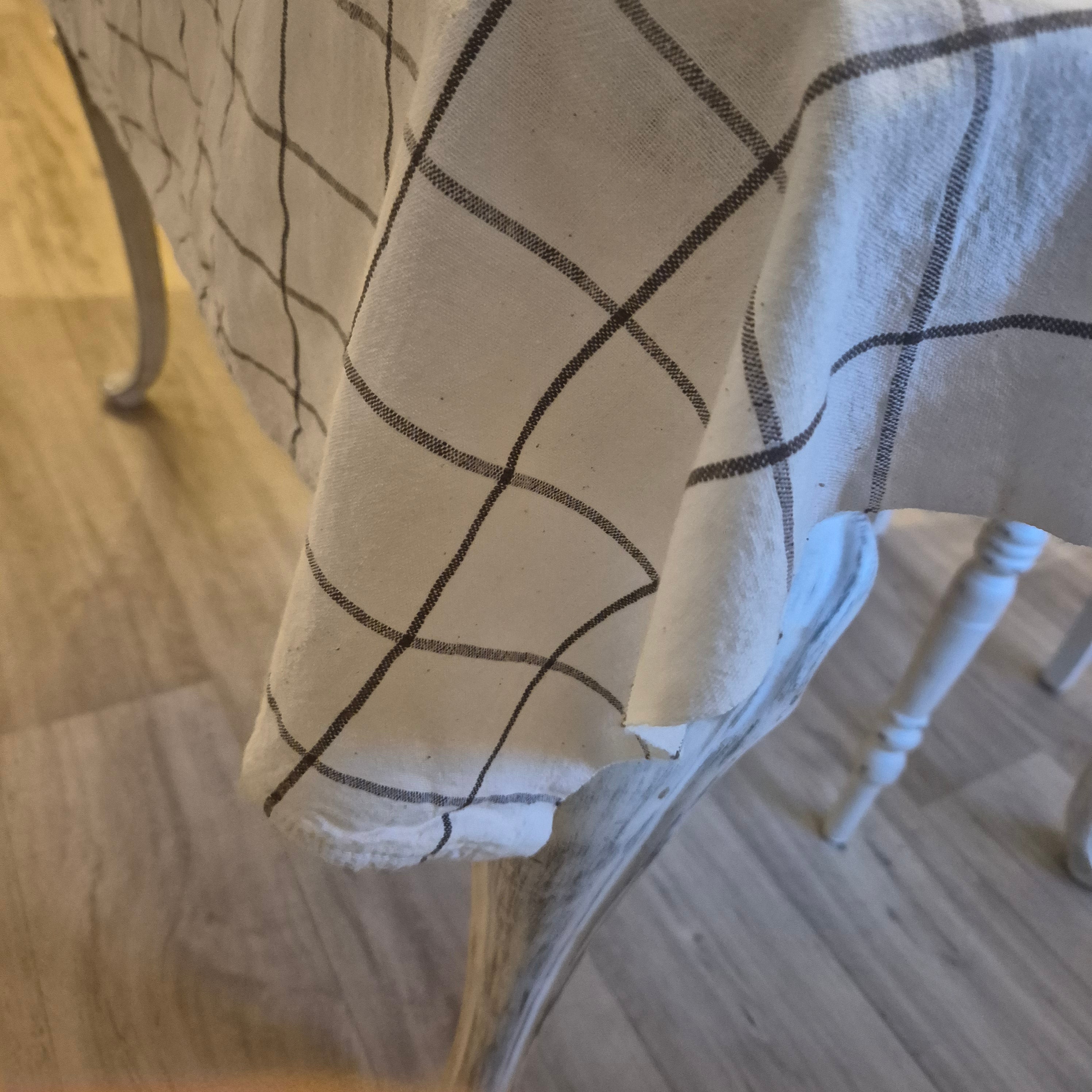 Vintage Tischdecke Kariert Baumewolle/Jute 135x130cm