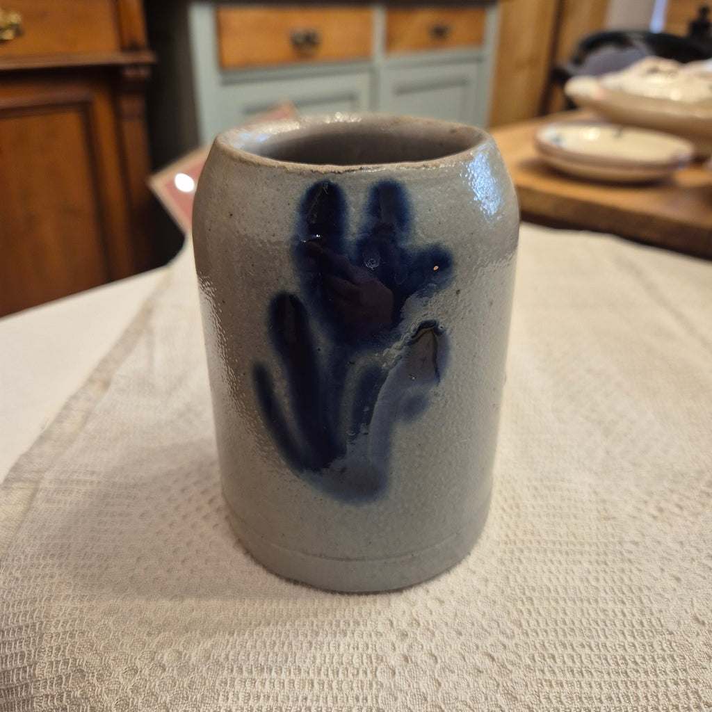Vintage Keramik Bierkrug Steingut Grau blau Geschenk