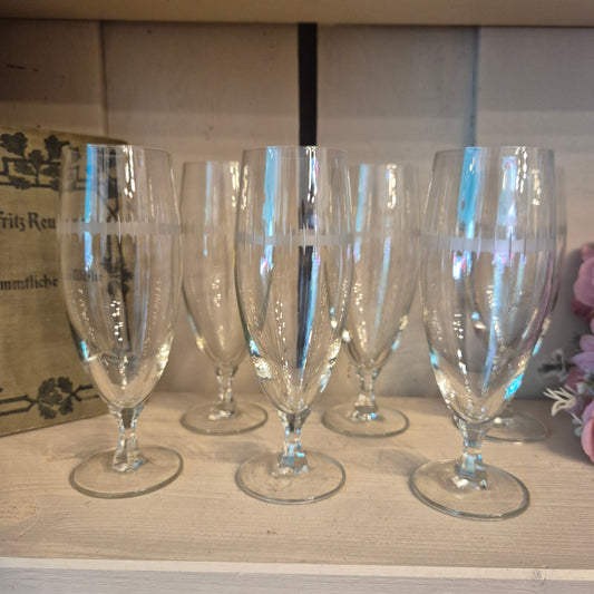 6x einfache 50er Jahre Weingläser Sektgläser transparent zeitlos schön!