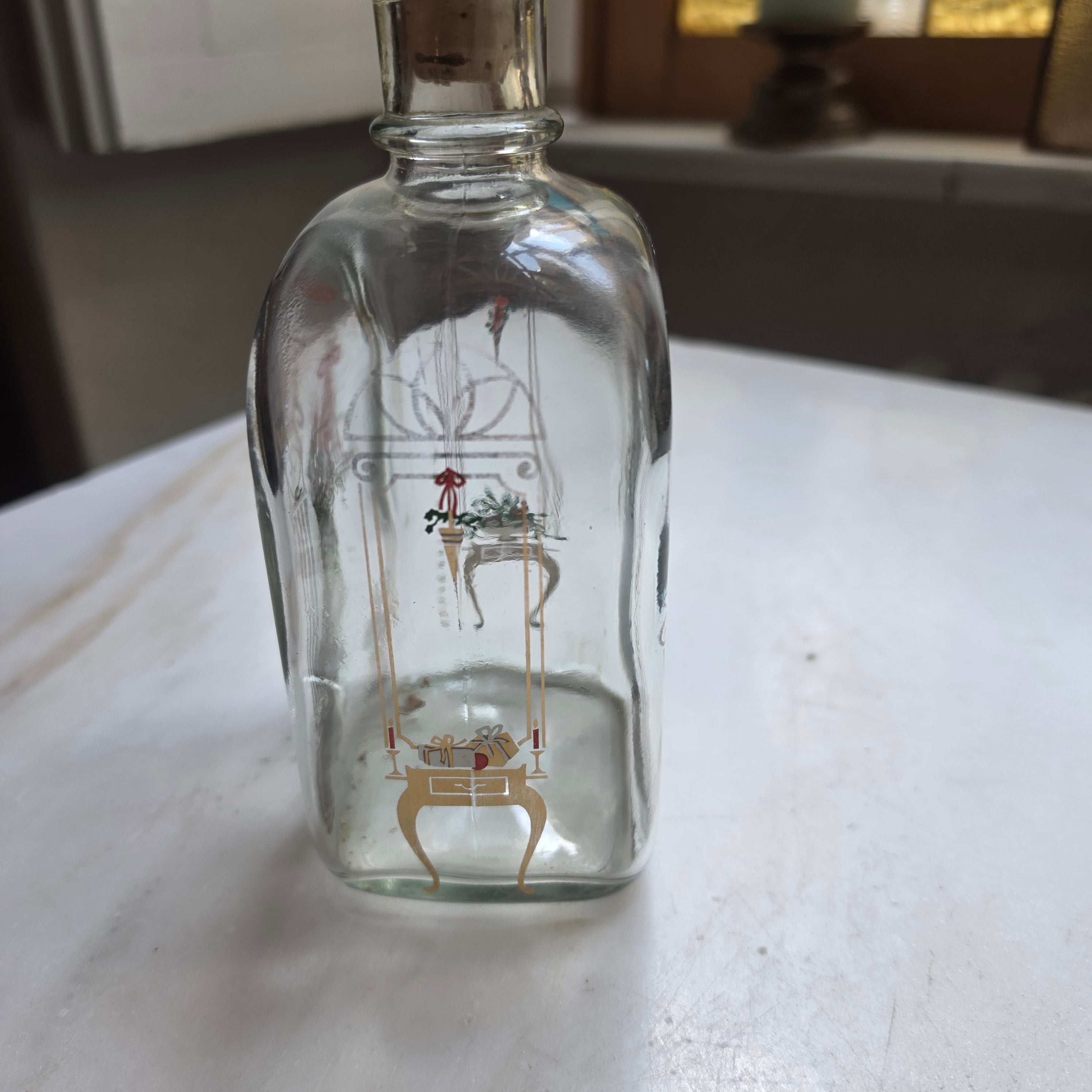 Vintage Holmegaard Adventsflasche - Schnapskaraffe (1980er) – Dänisches Glasdesign mit Korken & Metallverschluss