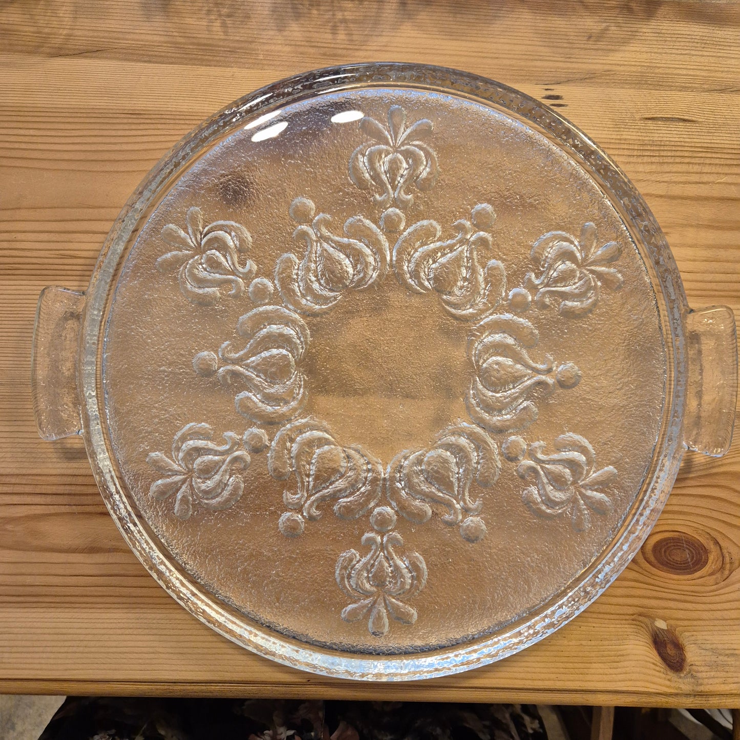 Vintage Bleikristall Kuchenplatte/Tortenplatte 60er Jahre mit Muster Ornamenten