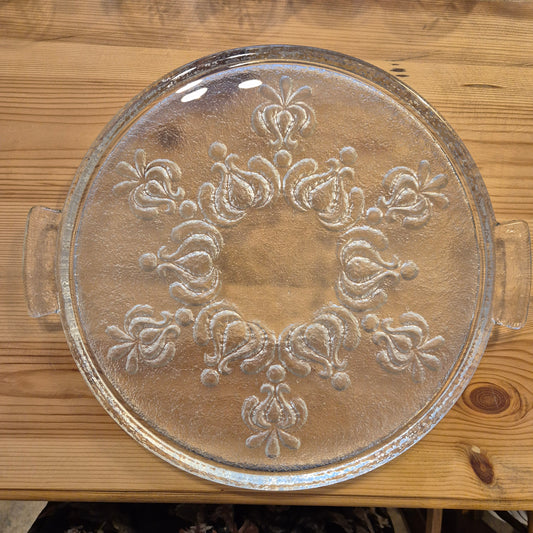 Vintage Bleikristall Kuchenplatte/Tortenplatte 60er Jahre mit Muster Ornamenten