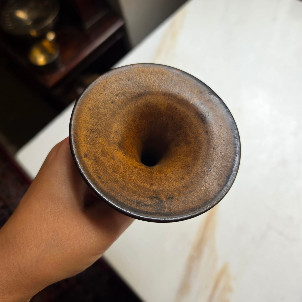 Vintage Keramik-Vase im Wabi-Sabi Stil – Erdige Braun- & Bronzetöne