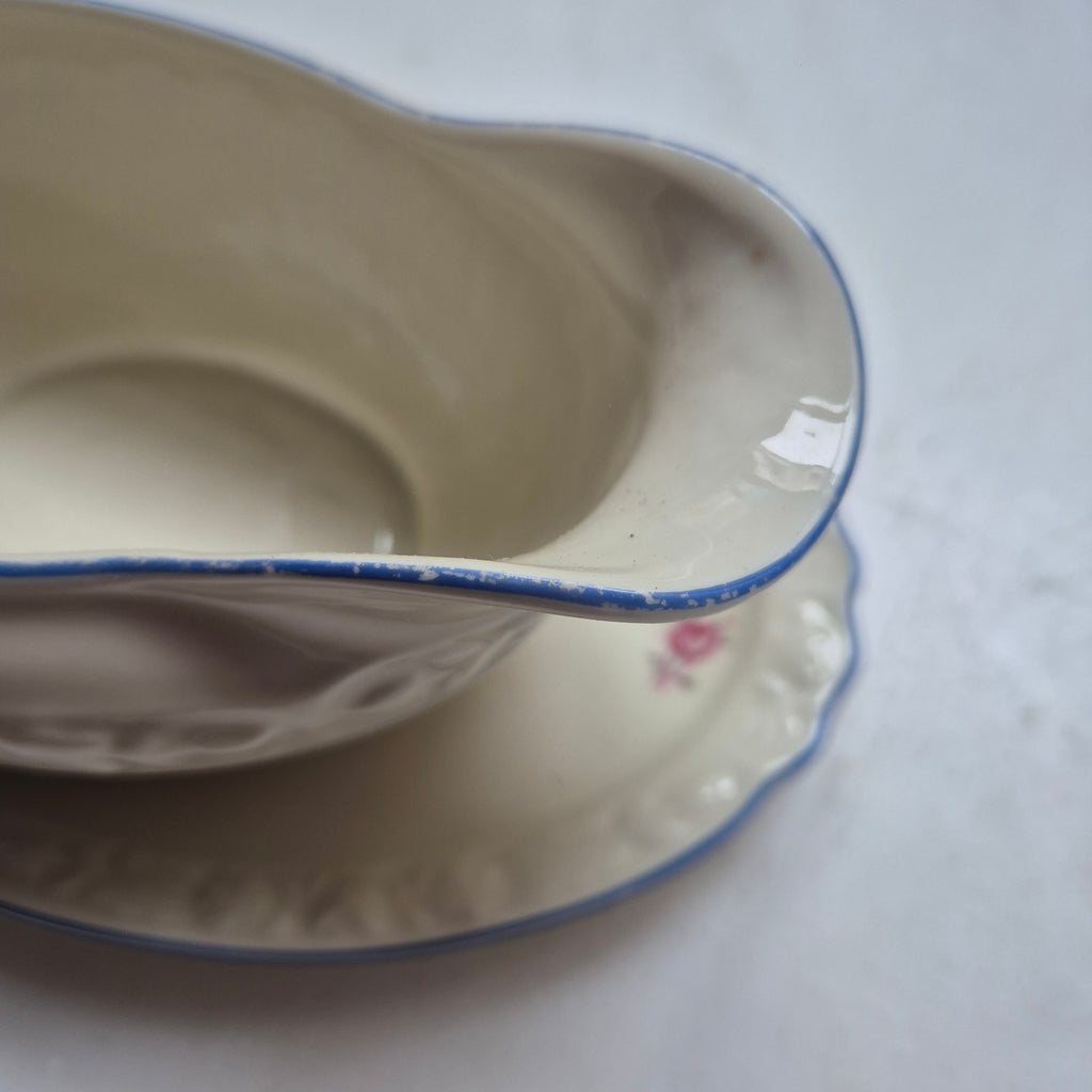 Vintage Sauciere Schüssel Blumenmalerei Porzellan Bavaria elfenbeinfarbend
