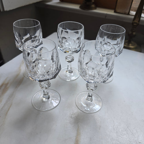 5er-Set Elegante Vintage Kristall-Likörgläser - Südweingläser mit Facettenschliff