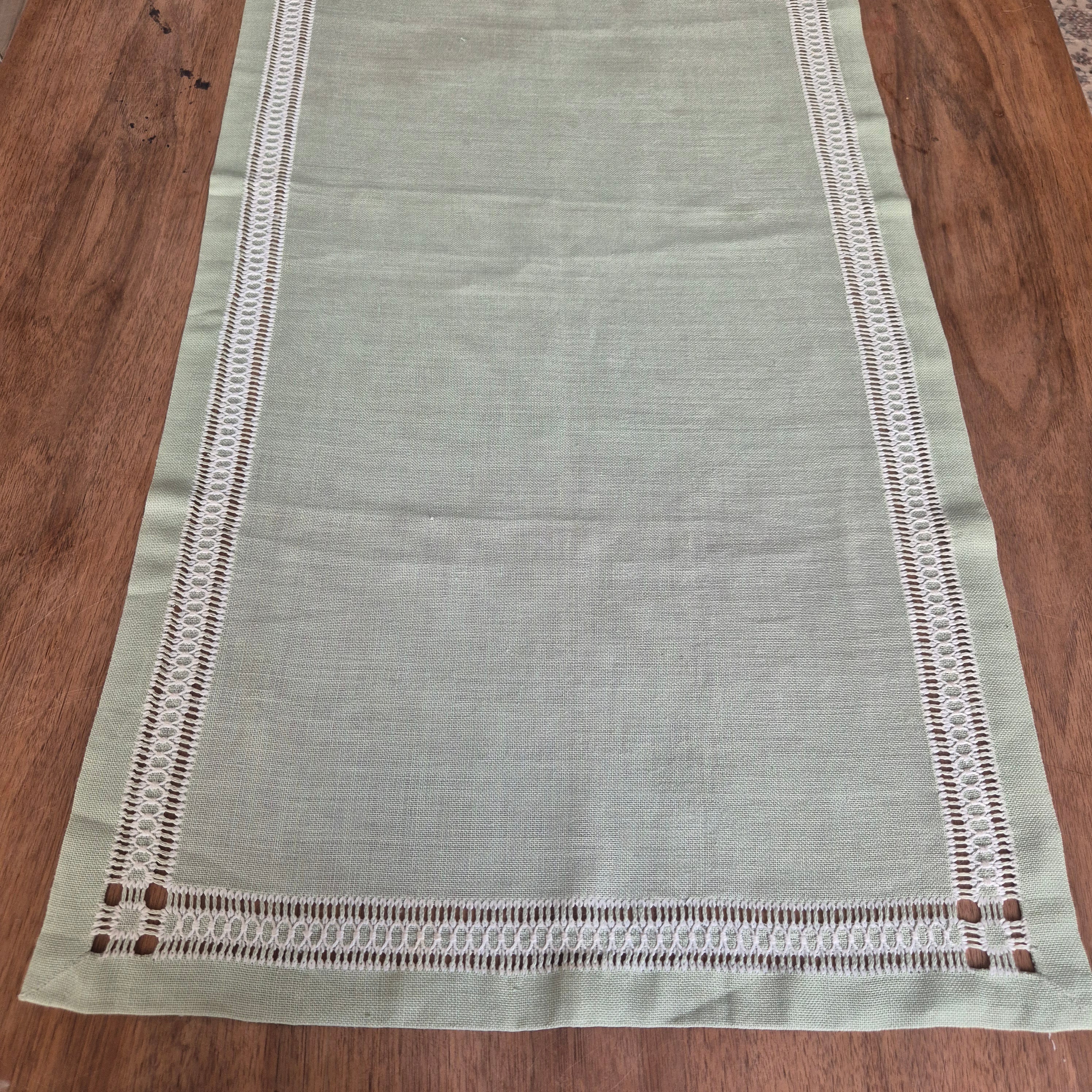 Antike Handgemachte Baumwolle Tischläufer Mintgrün 50x105cm
