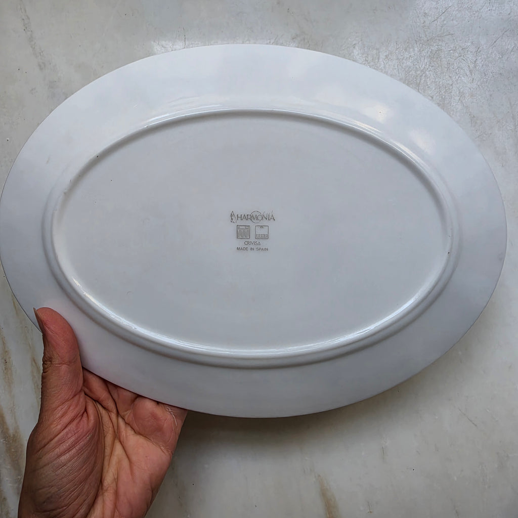 Vintage Servierplatte „Zwiebelmuster-Stil“ – Harmonia CRIVISA (Made in Spain)