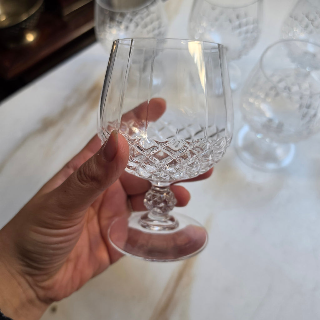 Elegante Vintage-Kristallgläser - Cognacschwenker mit Diamantschliff