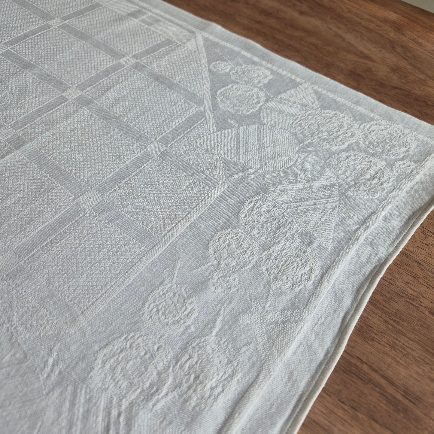 5x Antike Jugendstil Leinen Damast Küchen-&Geschirrtücher cremeweiß