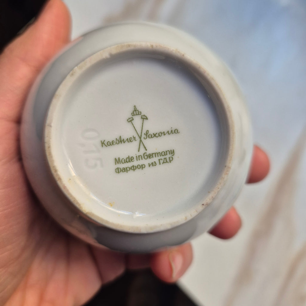 Vintage DDR Zuckerdose mit Rosendekor Kästner Saxonia Porzellan weiß rosa
