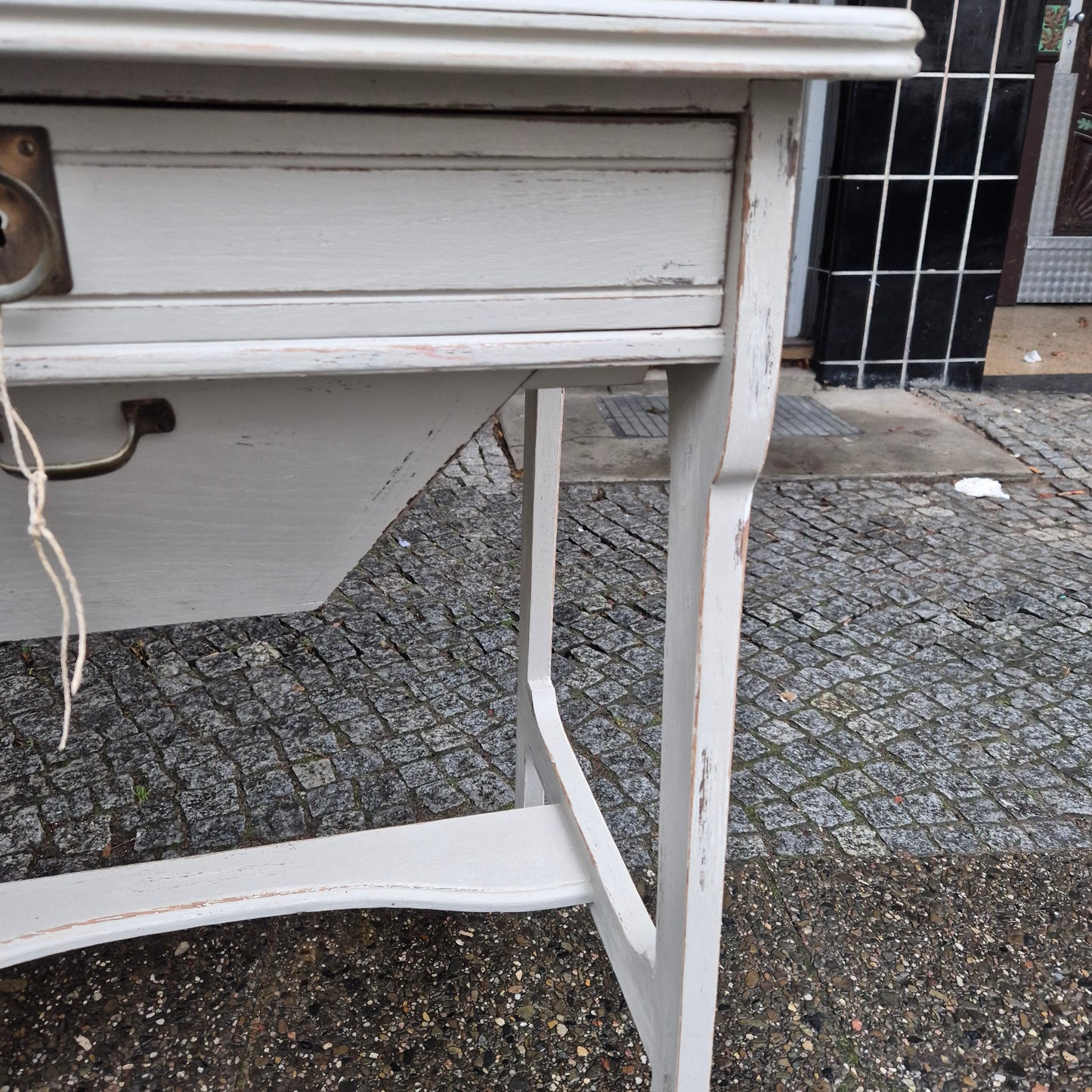 Antiker Jugendstil Nähtisch Beistelltisch Shabby Chic Landhaus Beige