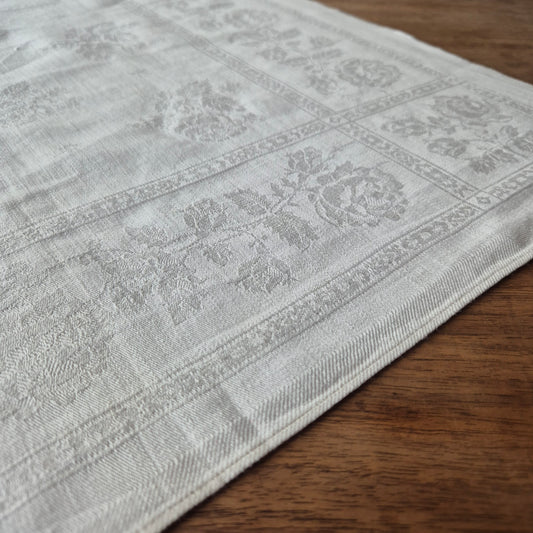 3x Antike Jugendstil Servietten/ Mitteldecken mit Rosenmuster 60x60cm