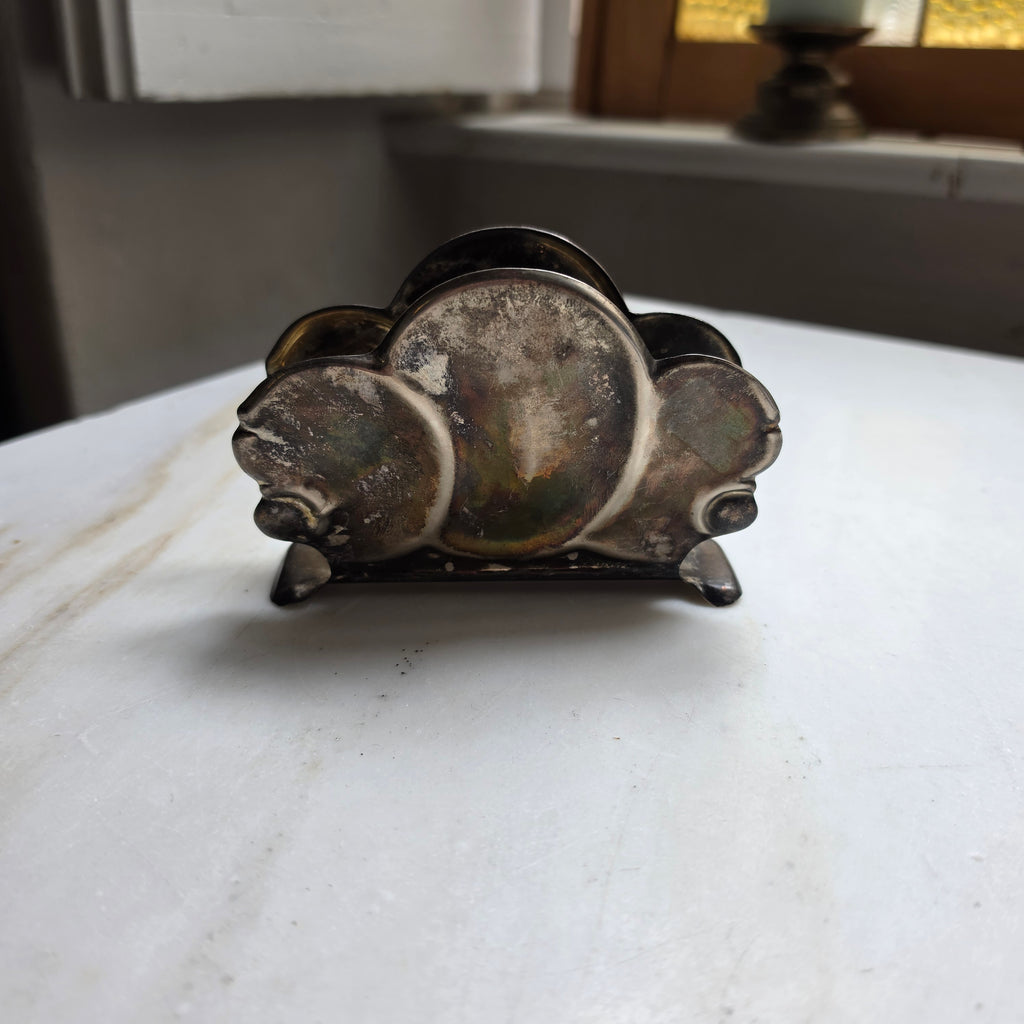 Antiker Chippendale 30er Jahre Serviettenhalter versilbert zum Aufpolieren!