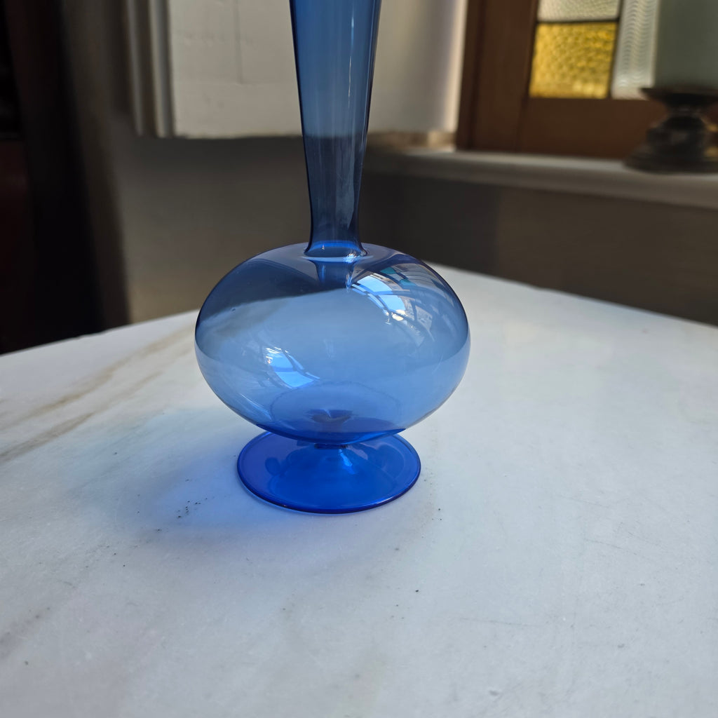 Elegante Mid-Century Solitärvase aus Kobaltblauem Glas - Vintage Solifleur-Vase