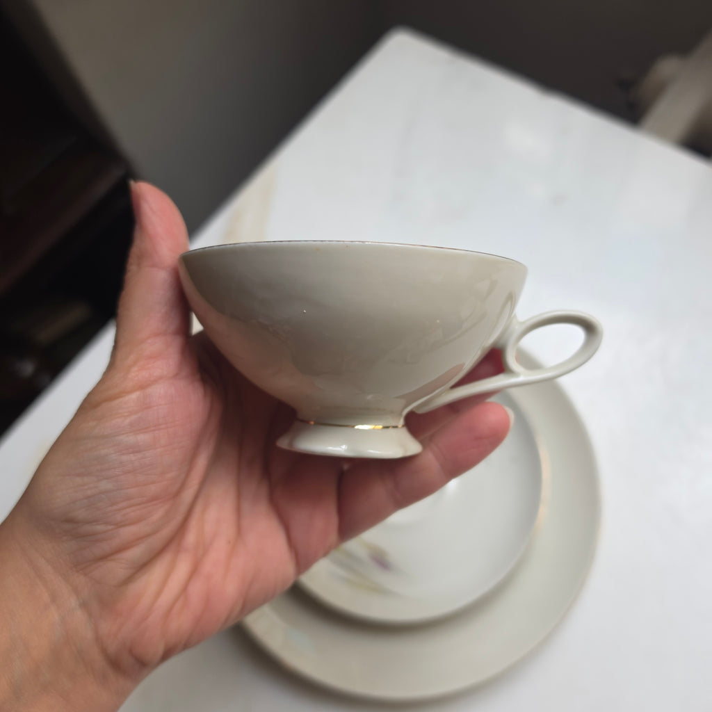 Vintage Porzellan Gedeck 3-teilig – Bareuther Waldsassen Bavaria Mid-Century Ähren-Motiv
