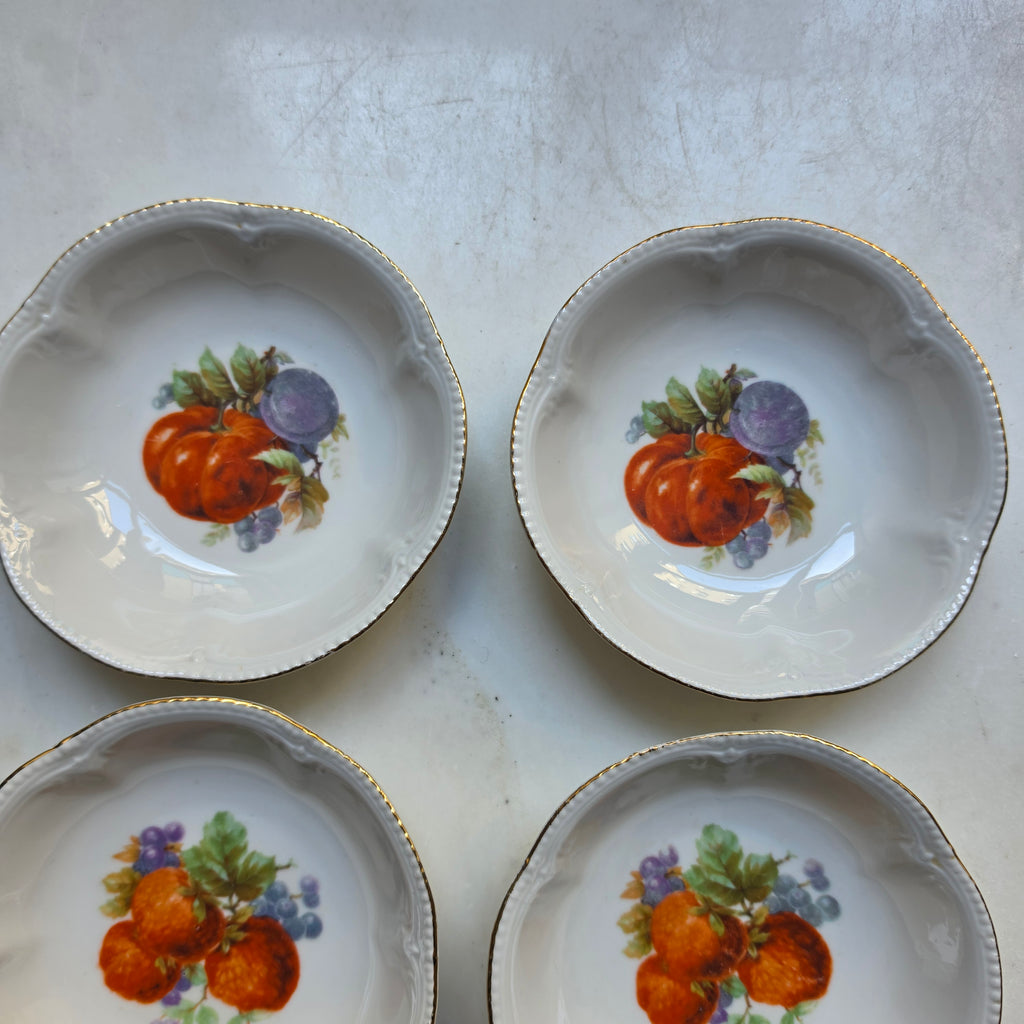 6x Antike Porzellan Schälchen - Obstmotiv - Tellerchen