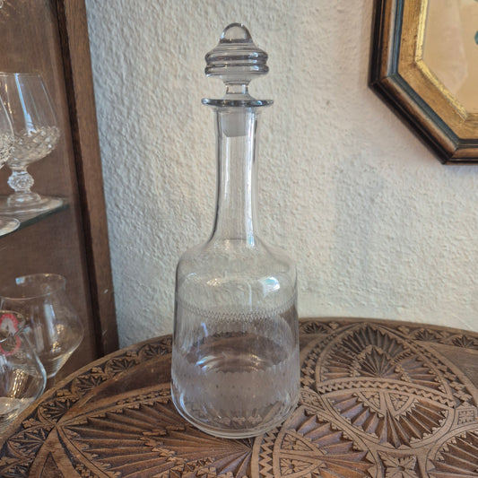 Edle Jugendstil Karaffe Glas geschliffen Muster für Wein