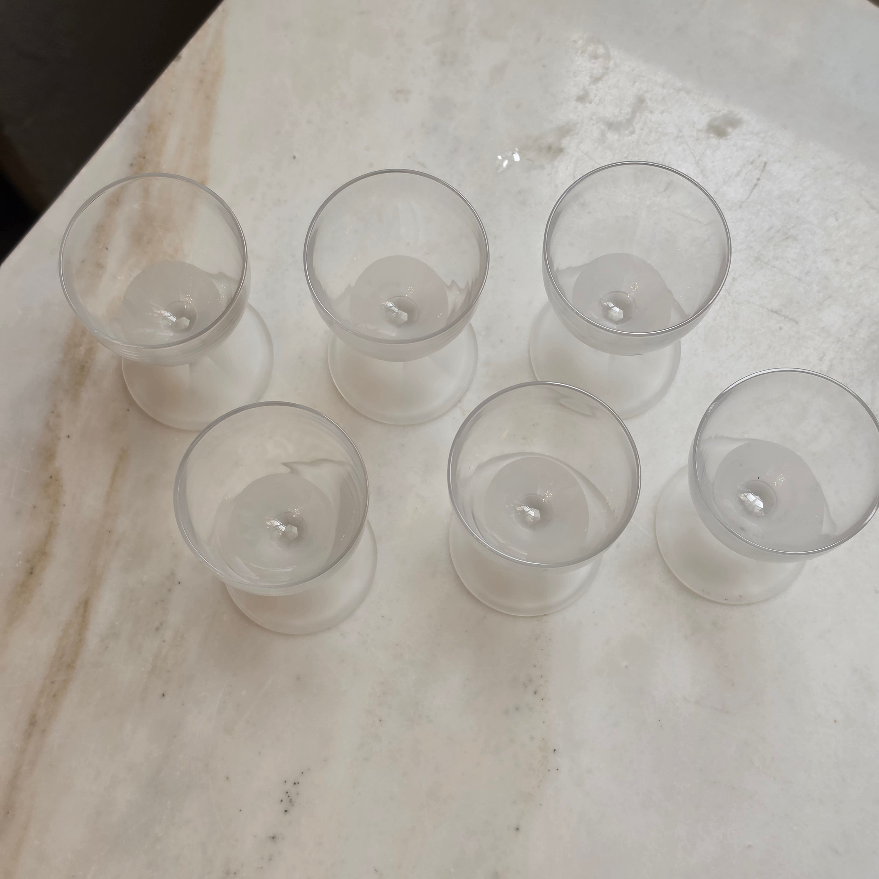 6x elegante, kleine satinierte Likörgläser - Schnapsgläser