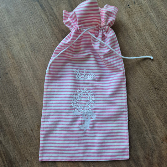 Vintage Stoffsack Rosa Weiß Watte 21x40cm