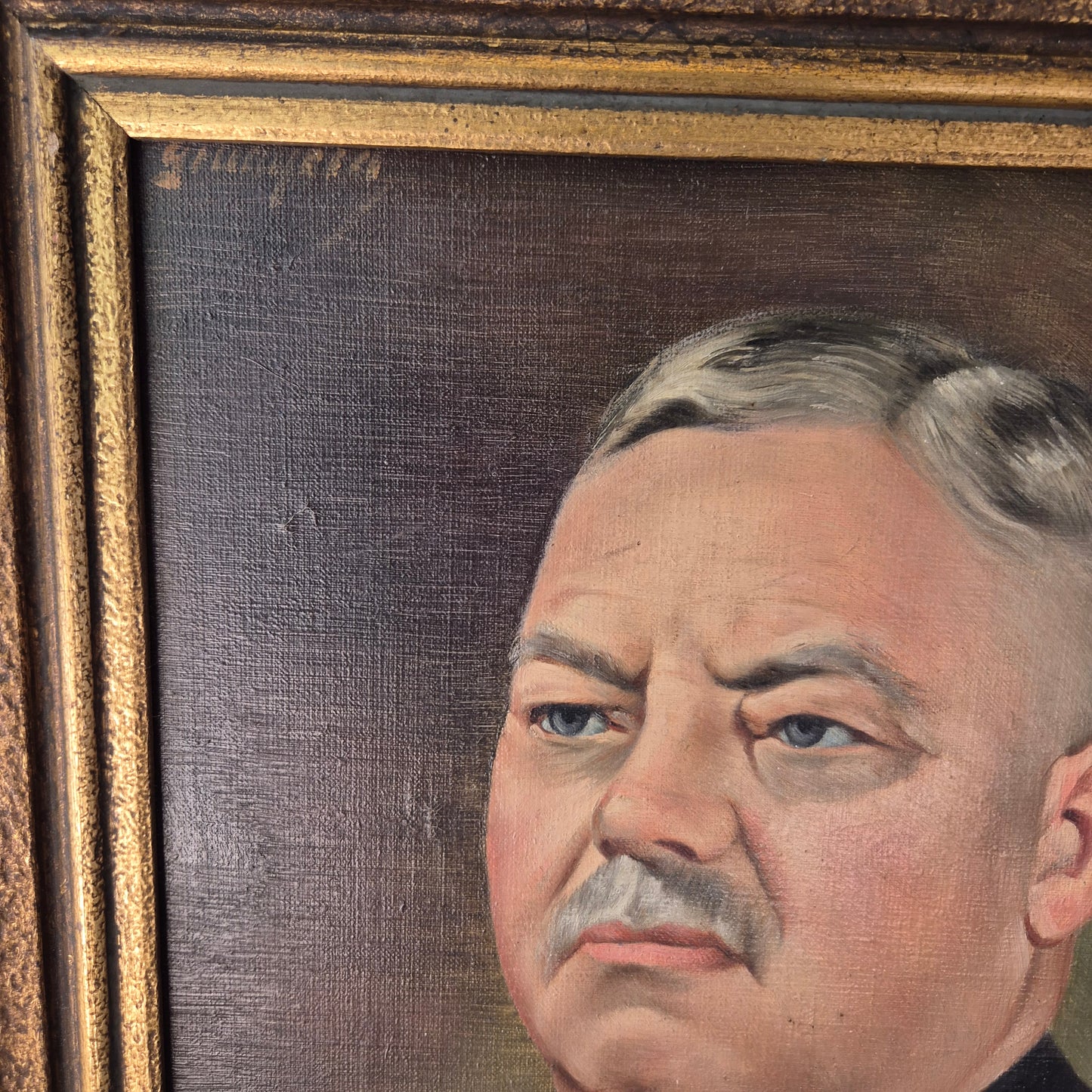 Antikes Ölgemälde auf Leinwand Portrait eines Mannes gerahmt