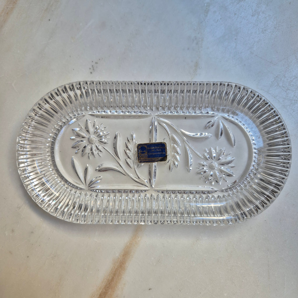 Kleine Vintage DDR Bleikristall Servierplatte Tellerchen Oval