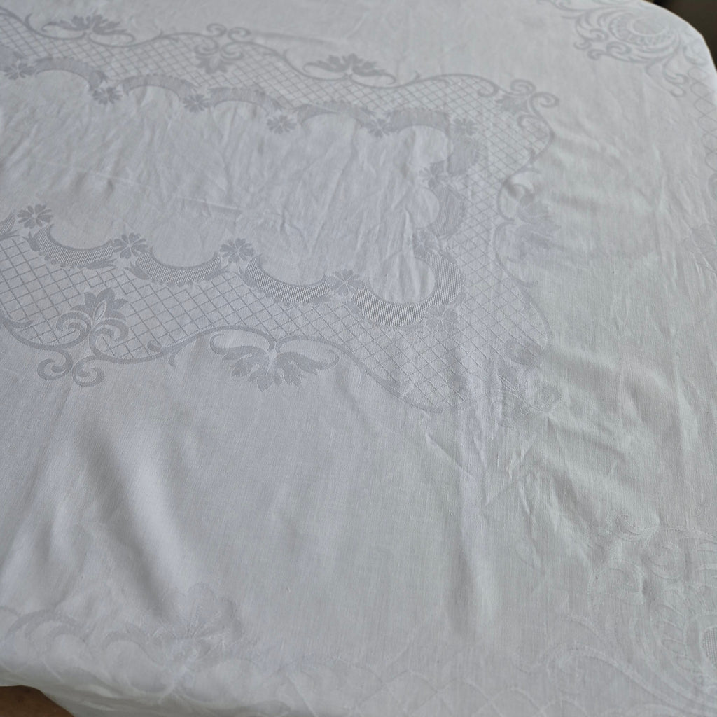 Vintage smail Tischdecke Damast weiß 155x130cm