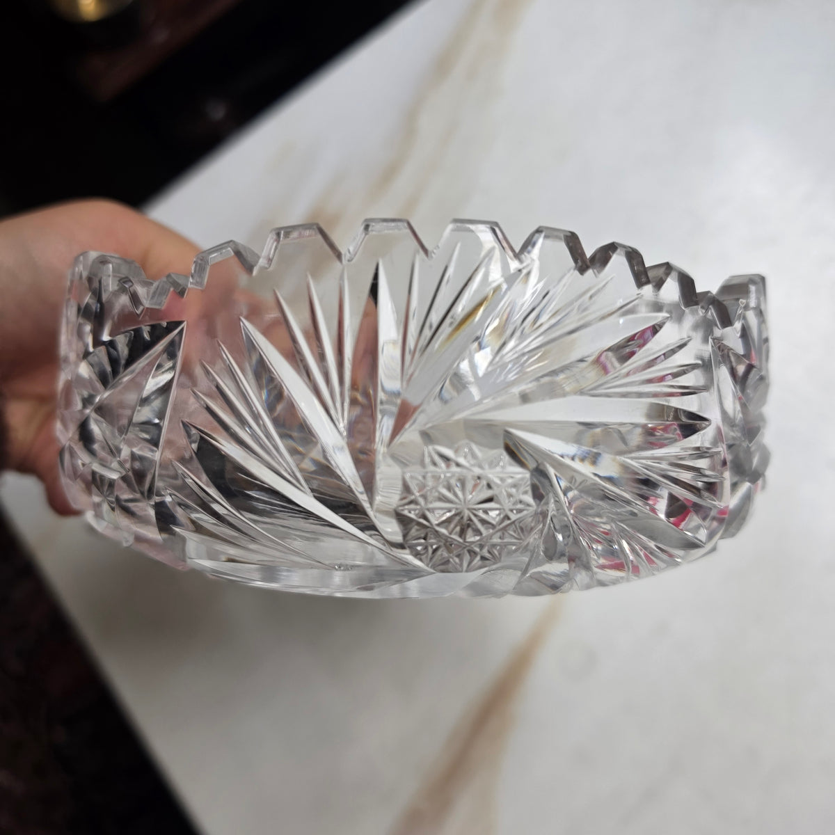 Elegante Bleikristall-Schale mit Facettenschliff – Vintage Kristallschale