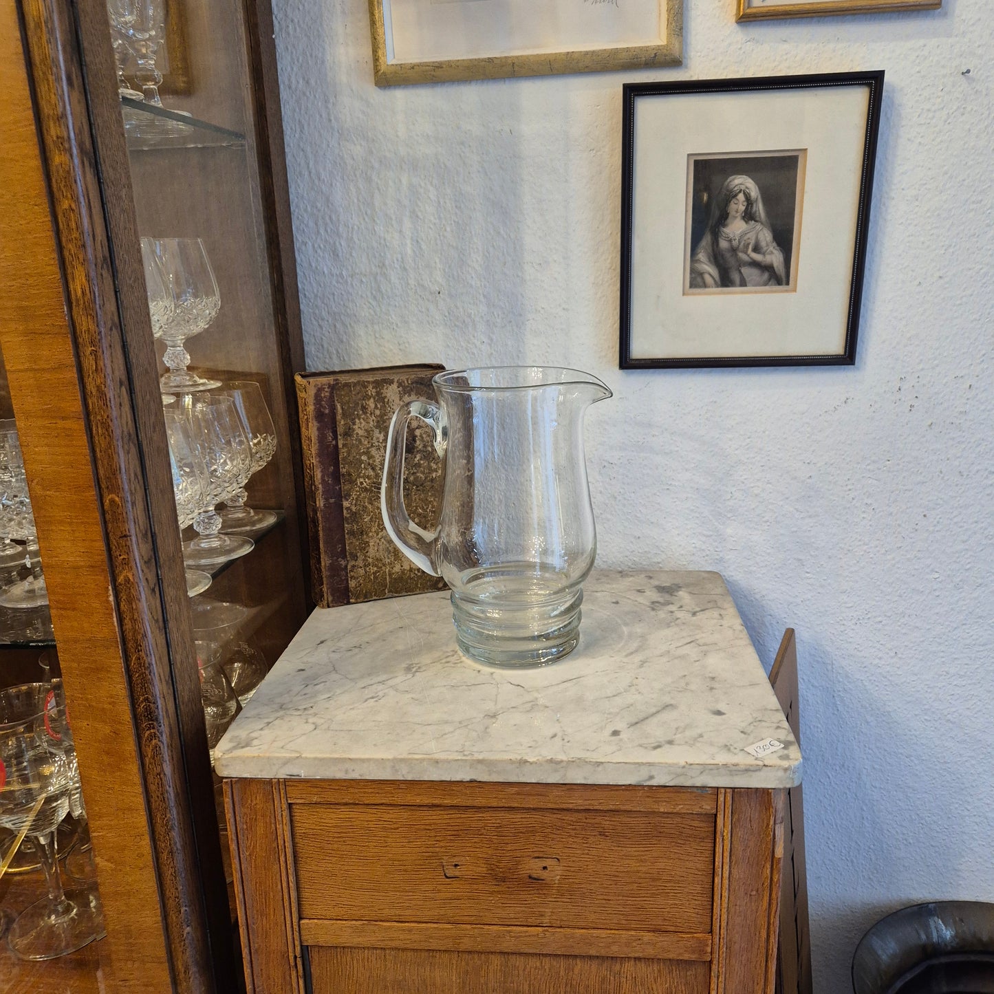 Vintage Glaskrug für Wasser oder Saft sehr stabil!