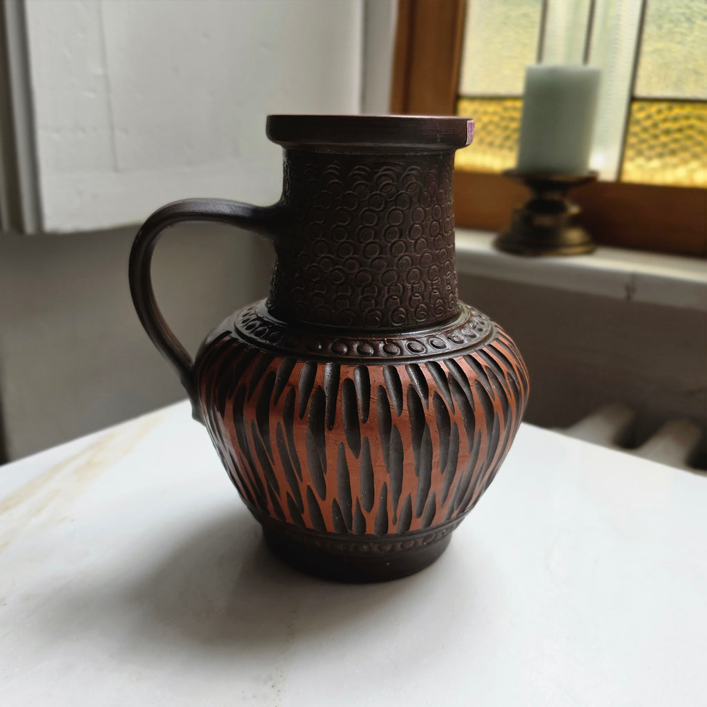 Vintage Scheurich Keramik Krug-Vase braun