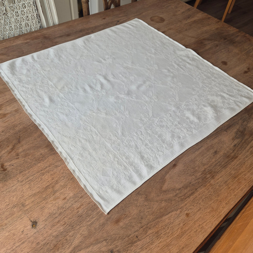 Antike Jugendstil Serviette/Mitteldecke Damast Baumwolle 58x60cm
