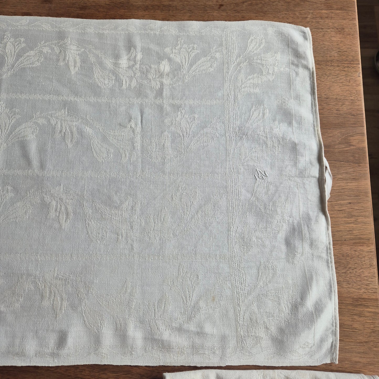 2x Antike Jugendstil Küchen-&Geschirrtücher Damast cremeweiß Monogramm E.Z. 🤍