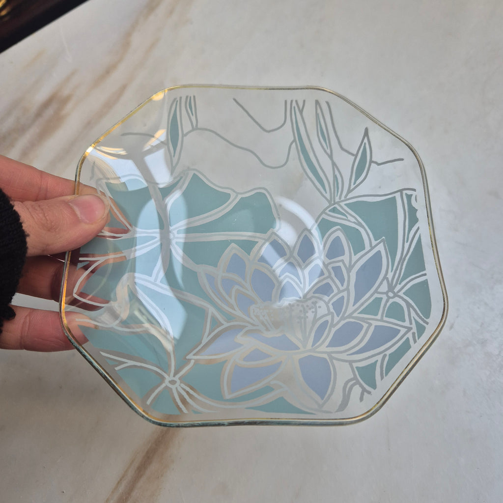 Art Deco Stil Lotus Schale Ringschale Vintage Glas